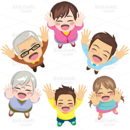 Family Arms Up Happy Clipart Vector Illustration 04806