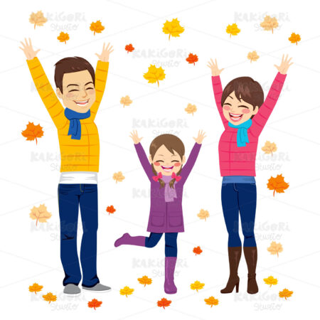 Family Autumn Fun Clipart Vector Illustration 02814