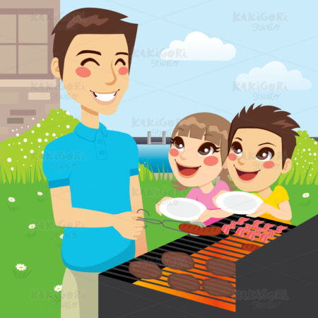 Family Barbecue Party Clipart Vector Illustration 01136