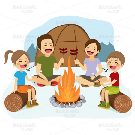 Family Campfire Clipart Vector Illustration 03659