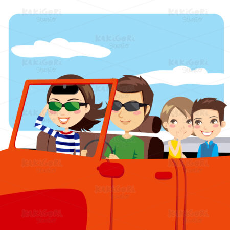 Family Car Excursion Clipart Vector Illustration 00373
