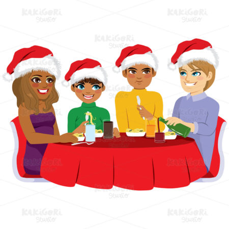 Family Christmas Dinner Clipart Vector Illustration 03847