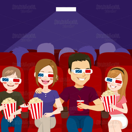 Family Cinema Theater Clipart Vector Illustration 03144