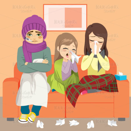 Family Couch Flu Clipart Vector Illustration 04490