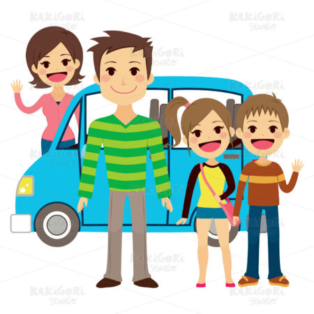 Family Going On Vacation Trip Clipart Vector Illustration 02186