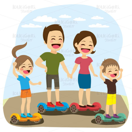 Family Hoverboard Clipart Vector Illustration 03746