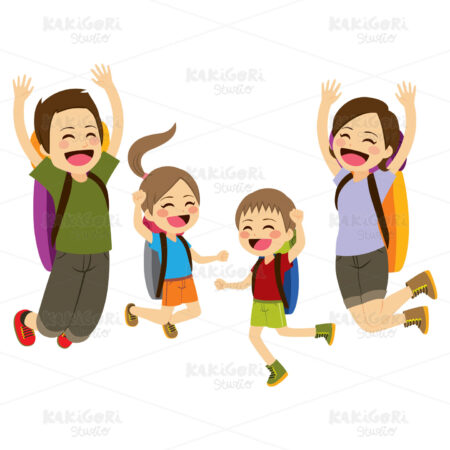 Family Jumping Clipart Vector Illustration 03658