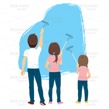 Family Painting Blue Wall Clipart Vector Illustration 04197