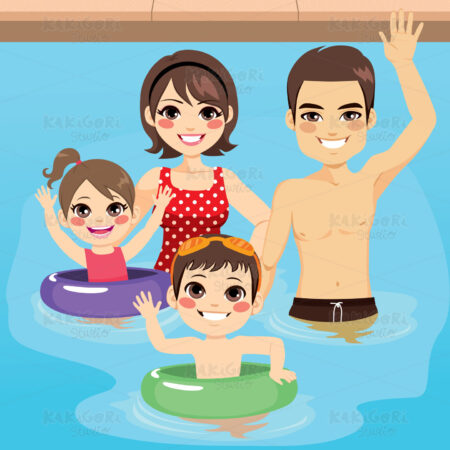 Family Pool Clipart Vector Illustration 03673