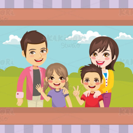 Family Portrait Happy Together Clipart Vector Illustration 04810