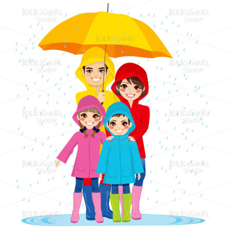 Family Under Umbrella Clipart Vector Illustration 01546