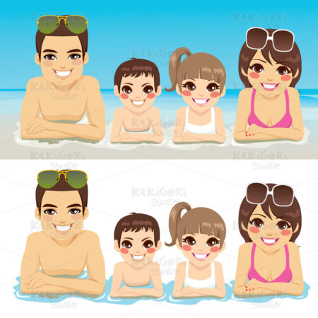 Family Vacation Together Clipart Vector Illustration 01572
