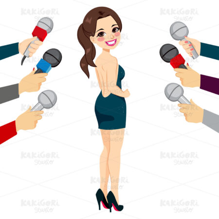 Famous Woman Posing Paparazzi Clipart Vector Illustration 02704