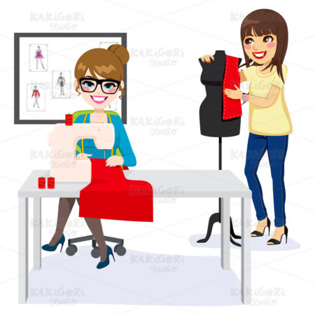 Fashion Designer And Assistant Clipart Vector Illustration 01702