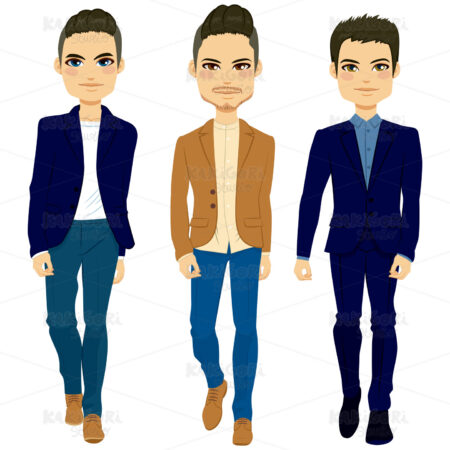 Fashion Men Walking Clipart Vector Illustration 02313