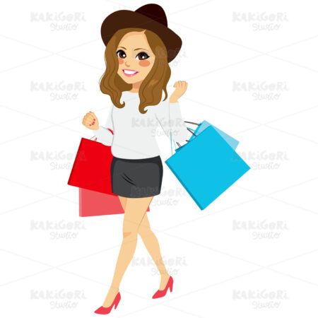 Fashion Shopping Girl Clipart Vector Illustration 03134