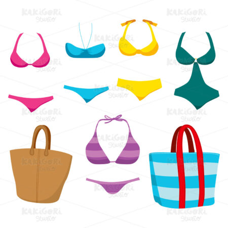Fashion Swim Wear And Accessories Clipart Vector Illustration 01433