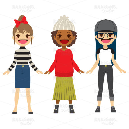 Fashion Teenage Girls Clipart Vector Illustration 03207