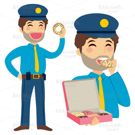 Fat Policeman Eating Clipart Vector Illustration 02213