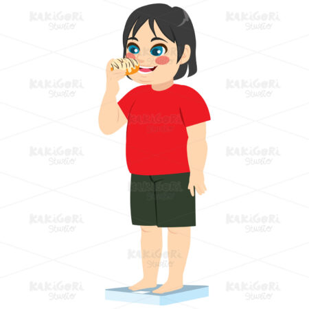 Fat Scale Boy Clipart Vector Illustration 04181