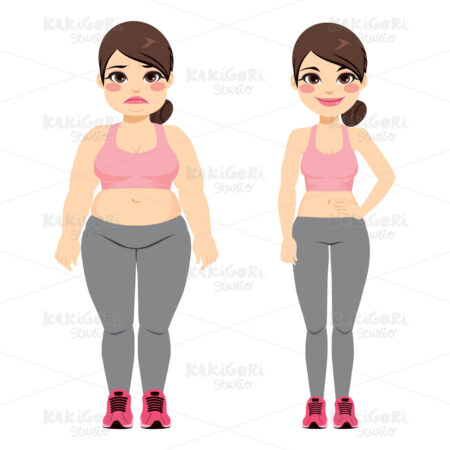 Fat Slim Woman Clipart Vector Illustration 04125