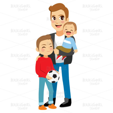 Father And Sons Clipart Vector Illustration 04029