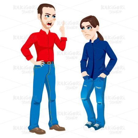 Father Arguing With Son Clipart Vector Illustration 01979