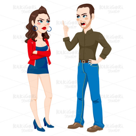 Father Arguing With Teenager Daughter Clipart Vector Illustration 01981