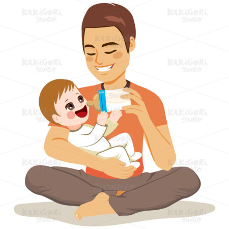 Father Feeding Baby Clipart Vector Illustration 03742
