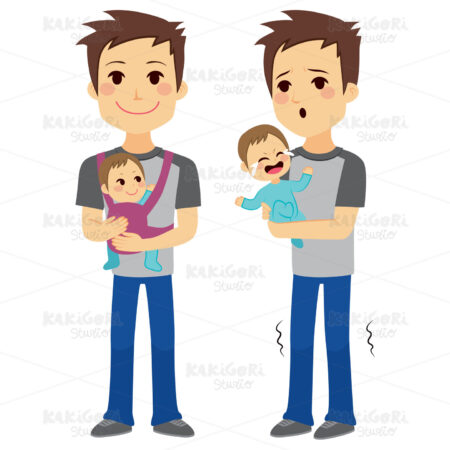 Father Holding Baby Clipart Vector Illustration 02345
