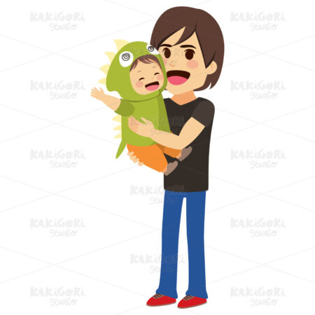 Father Holding Son Clipart Vector Illustration 04027