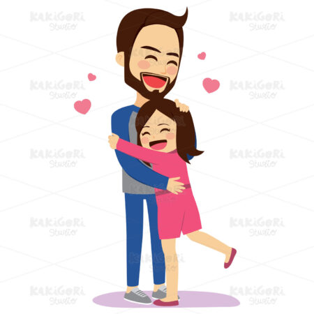 Father Hugging Daughter Clipart Vector Illustration 04016