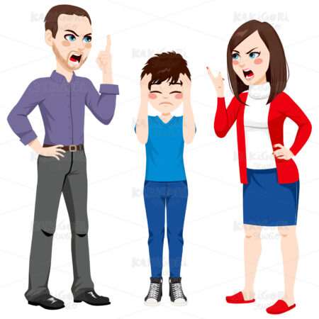 Father Mother Arguing With Son Clipart Vector Illustration 02856