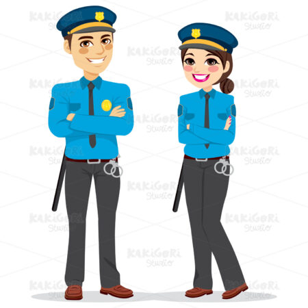 Female And Male Police Officers Clipart Vector Illustration 03038