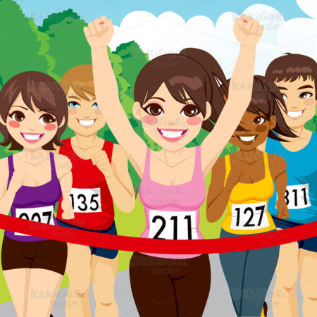Female Athlete Runner Winning Clipart Vector Illustration 01418