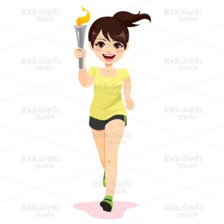 Female Athlete Torch Clipart Vector Illustration 04570