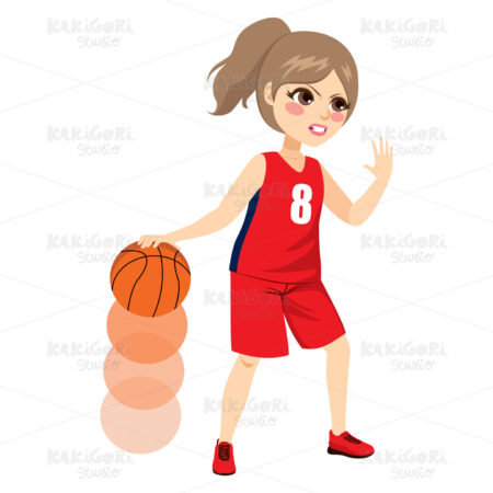 Female Basketball Player Action Clipart Vector Illustration 03482