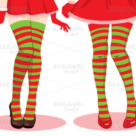 Female Christmas Stockings Clipart Vector Illustration 05189