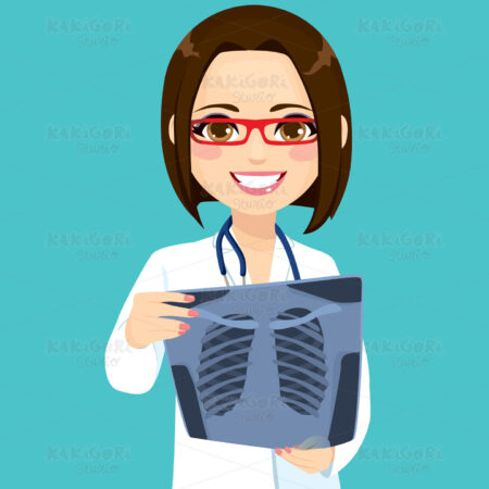 Female Doctor Checking Xray Clipart Vector Illustration 04386