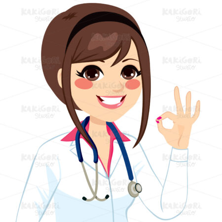 Female Doctor Ok Sign Clipart Vector Illustration 02933