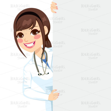 Female Doctor Peeking Clipart Vector Illustration 01402