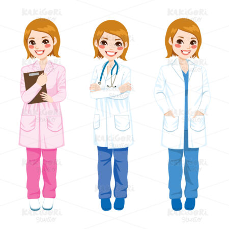 Female Doctor Posing Clipart Vector Illustration 01382