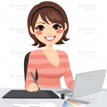 Female Graphic Designer Clipart Vector Illustration 02638