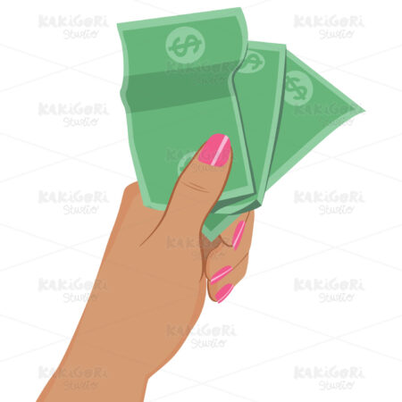 Female Hand Holding Dollar Banknotes Clipart Vector Illustration 03294