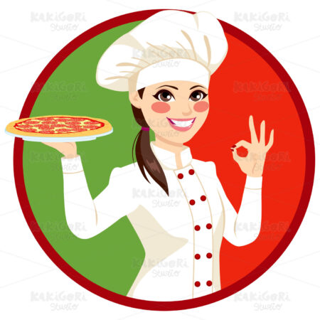 Female Italian Cook Clipart Vector Illustration 02934