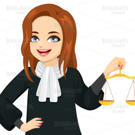 Female Judge Holding Justice Scale Clipart Vector Illustration 04837