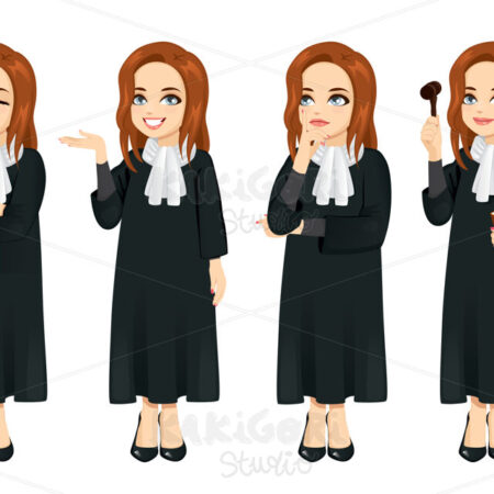 Female Judge Poses Clipart Vector Illustration 04836