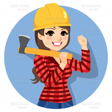 Female Lumberjack Axe Clipart Vector Illustration 04567