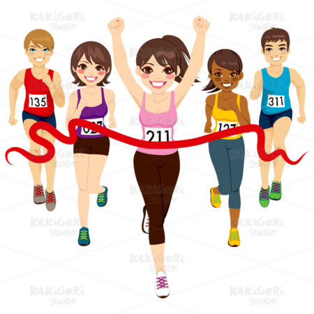 Female Marathon Winner Clipart Vector Illustration 01420