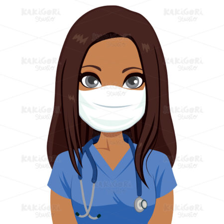 Female Nurse Mask Clipart Vector Illustration 03357
